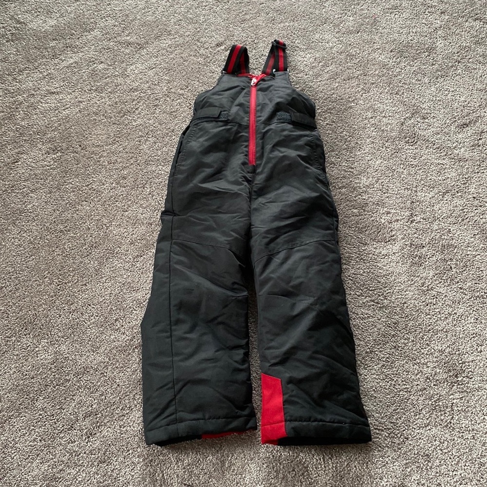 Swiss Tech Black & Red Snow Bib SIZE XS – Insulated Winter Overalls